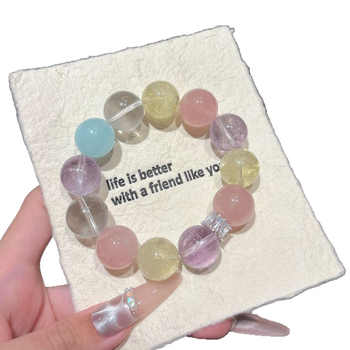 Brățară cu cristal de ametist, stil simplu, formă circulară, lucrată manual