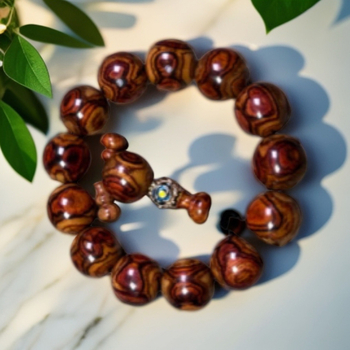 Brățară Huanghuali cu mărgele, lucrată manual, 12 bucăți, mărgele Buddha, model peisaj și față fantomă