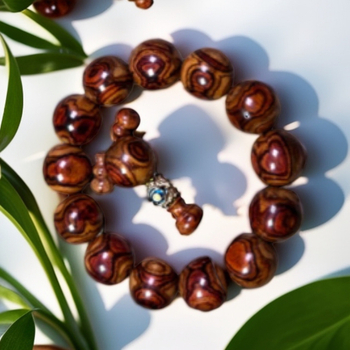 Brățară Huanghuali cu mărgele, lucrată manual, 12 bucăți, mărgele Buddha, model peisaj și față fantomă