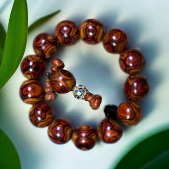 Brățară Huanghuali cu mărgele, lucrată manual, 12 bucăți, mărgele Buddha, model peisaj și față fantomă