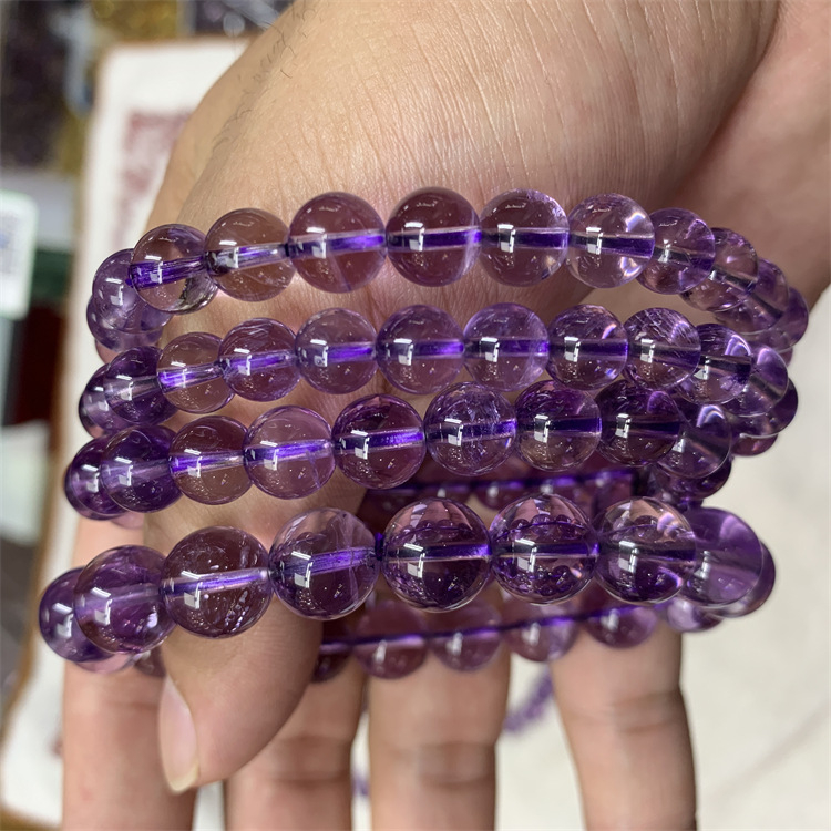 Brățară din ametist - ametist natural, șir unic, design geometric feminin, finisaj lustruit, primăvara 2023, set de 18 bucăți