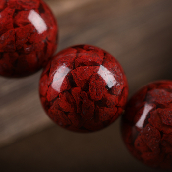 Brățară din cinnabar, naturală, unisex, mărgele rotunde, ștanțată, 14 bucăți