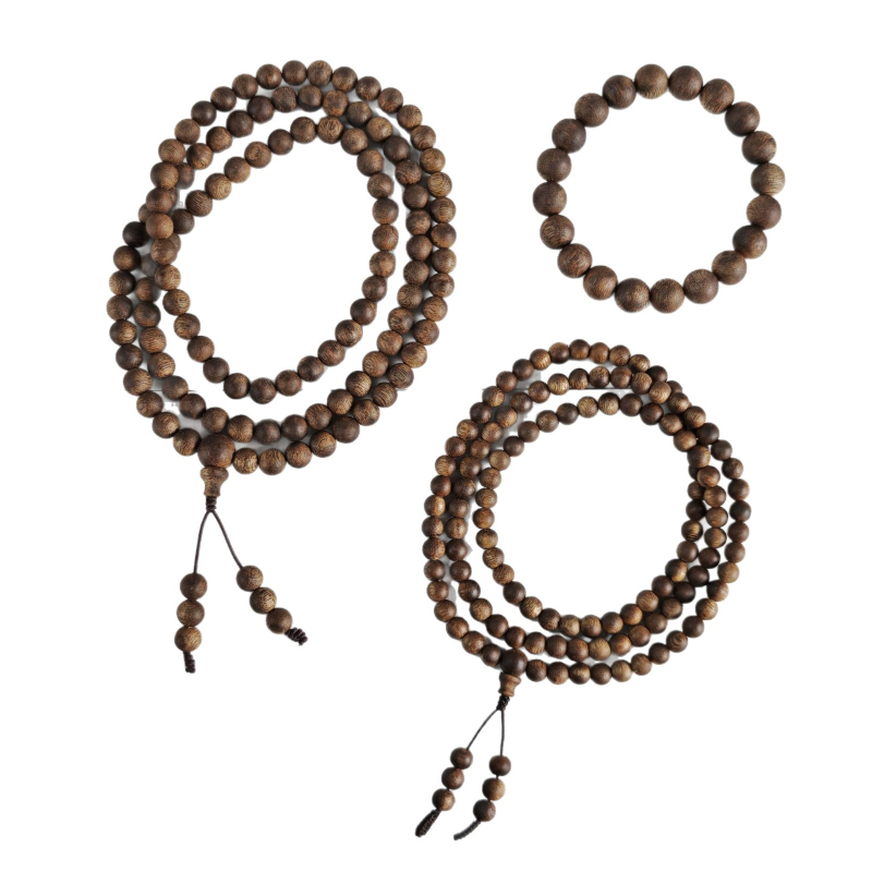 Agarwood karkötő, etnikus stílusú, uniszex, szöveges gyöngyökkel, kézzel készített, 108 gyöngy