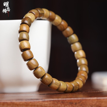 Brățară din lemn de santal, naturală, unisex, făcută manual, 28 mărgele, Ming core chord