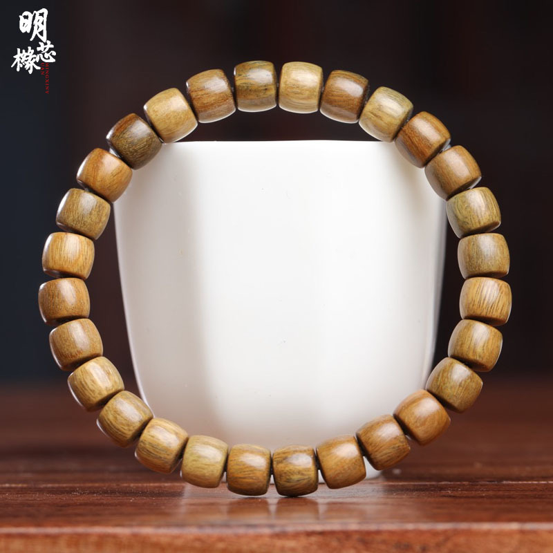 Brățară din lemn de santal, naturală, unisex, făcută manual, 28 mărgele, Ming core chord