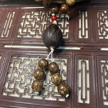 Rozariu Bodhi cu 54 mărgele, model watermelon grain și motif de piele de tigru, stil clasic, realizat manual cu gravură și lustruire