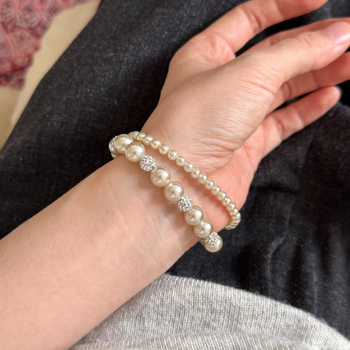 Brățară din perle artificiale, design geometric modern minimalist, micro-setare