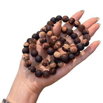 Brățară din mărgele de lemn, unisex, șlefuită, bijuterie de mână