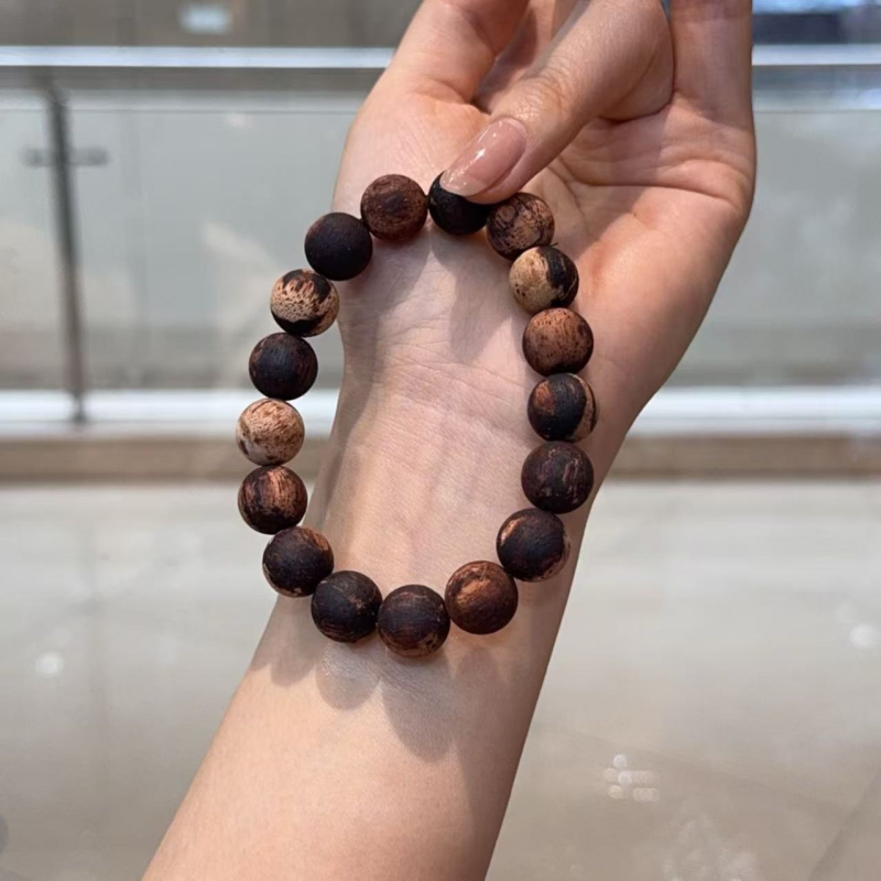 Brățară din mărgele de lemn, unisex, șlefuită, bijuterie de mână