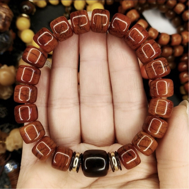 Bratara Bodhi din os de iac pentru bărbați, mărgele osoase, cerc simplu, stil 20213, primăvara 2023