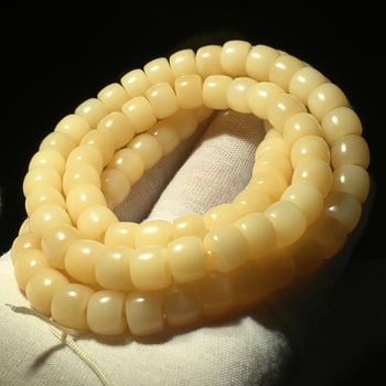 Brățară din mărgele cilindrice din os de cămilă, 108 mărgele, lustruită, stil religios/totem, Hengyue Craft