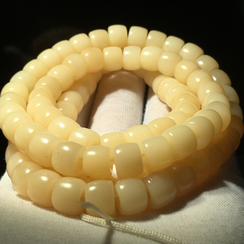 Brățară din mărgele cilindrice din os de cămilă, 108 mărgele, lustruită, stil religios/totem, Hengyue Craft