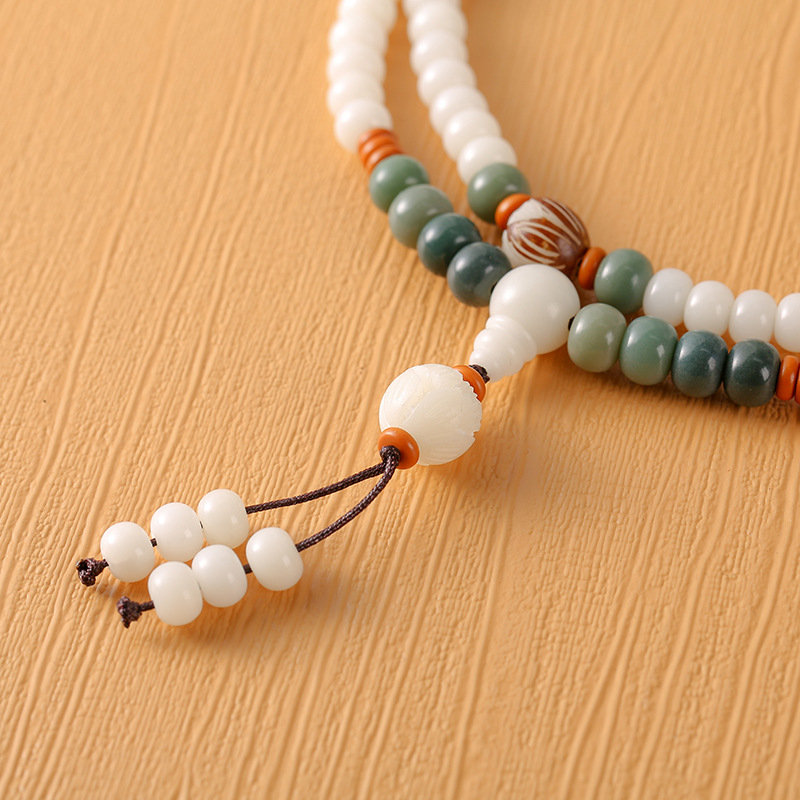 Βραχιόλι Bodhi Root με 108 χάντρες, σκαλισμένος γεωμετρικός σχεδιασμός, ρετρό unisex κοσμήματα