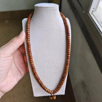 Polu završena budistička narukvica s 114 perli, 4x7 mm, prirodna, poliranje, polu ručna izrada, kineski stil