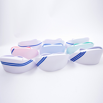 Māsu aprūpes cepure, ķemēts kokvilnas audums, sievietēm, plakanais augšdaļ, mala