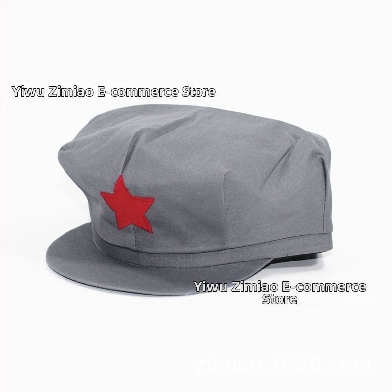 Militārā plakā cepure ar ģeometrisku rakstu un zvaigznes emblēmu, tie-dye apdare