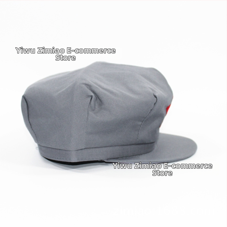 Militārā plakā cepure ar ģeometrisku rakstu un zvaigznes emblēmu, tie-dye apdare