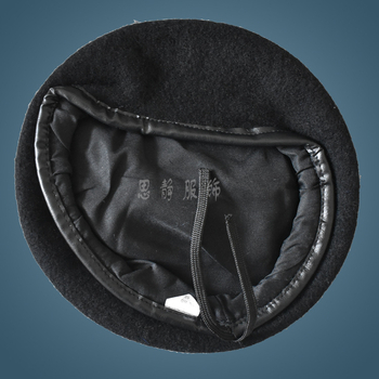 Gyapjú beret biztonsági és hotel személyzet számára; unisex, kupola alakú forma, egyszerű szövés, katonai stílus