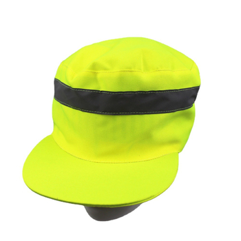 Железопътна защитна бейзболна шапка, памук, регулируема, плосък връх, голям козир