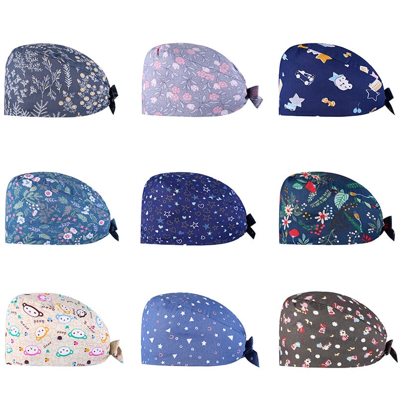 Χειρουργική κάλυψη κεφαλής τύπου pullover, βαμβακερό twill με σχέδιο εκτύπωσης, unisex, υψηλό άνω μέρος, με εκτυπωμένο λογότυπο