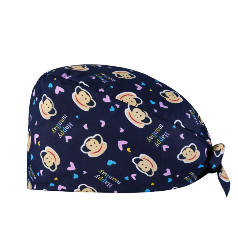 Χειρουργική κάλυψη κεφαλής τύπου pullover, βαμβακερό twill με σχέδιο εκτύπωσης, unisex, υψηλό άνω μέρος, με εκτυπωμένο λογότυπο