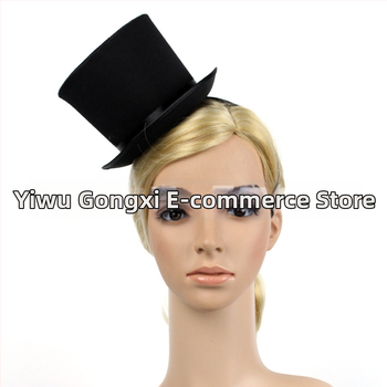 Pălărie topper cu floare pentru cap, unisex, vârf drept, bor scurt, plastic