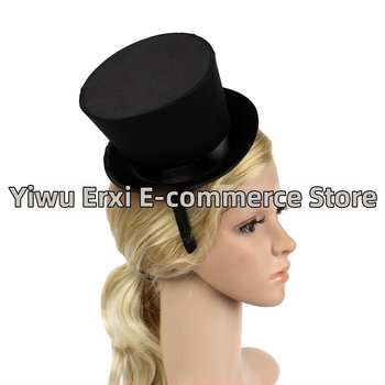 Pălărie topper cu floare pentru cap, unisex, vârf drept, bor scurt, plastic