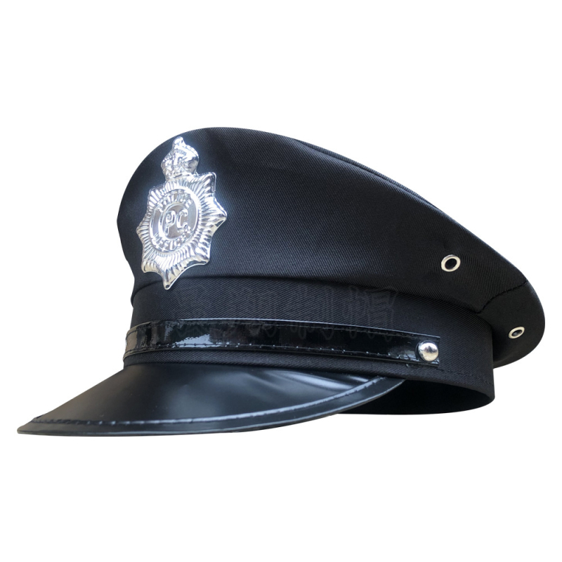 Pălărie de poliție — vârf plat, bord scurt, poliester, țesătură twill, logo tipărit