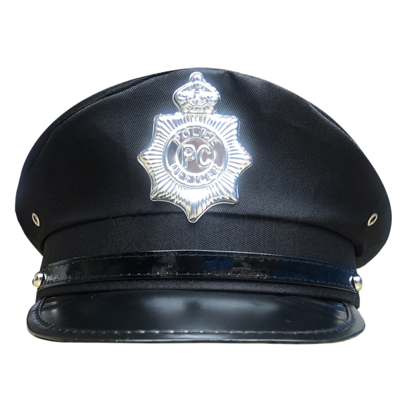 Pălărie de poliție — vârf plat, bord scurt, poliester, țesătură twill, logo tipărit