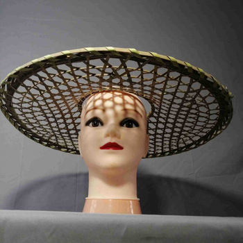Pălărie de bambus în stil antic, cu cupolă, țesut warp-knit, margine lată, recuzită fotografică pentru femei