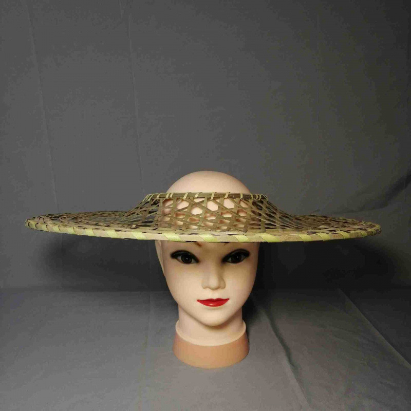 Pălărie de bambus în stil antic, cu cupolă, țesut warp-knit, margine lată, recuzită fotografică pentru femei