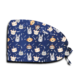 Kokvilnas ķirurģiskā cepure – kupolveida forma, twill audums, digitālā druka, pielāgošana pieejama