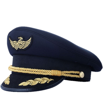 Uniszex nagy karimás kalap, poliészter, szatén szövés, hímzett, katonai stílus