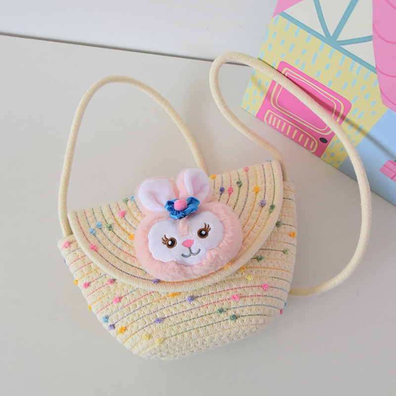 Pamukova pletena crossbody torbica s poklopcem, horizontalni kvadratni oblik, pamukom obložena podstava