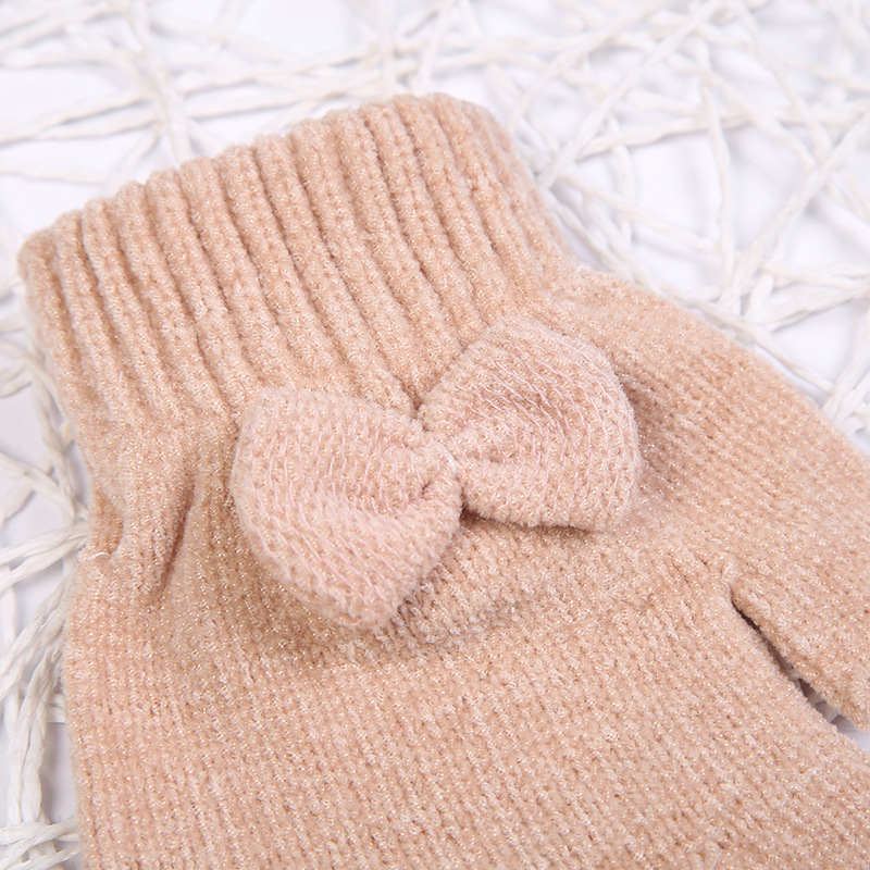 Bērnu Chenille puspirkstu cimdi ar pīti dizainu, Korejas stilā, silti ziemai un rudensim