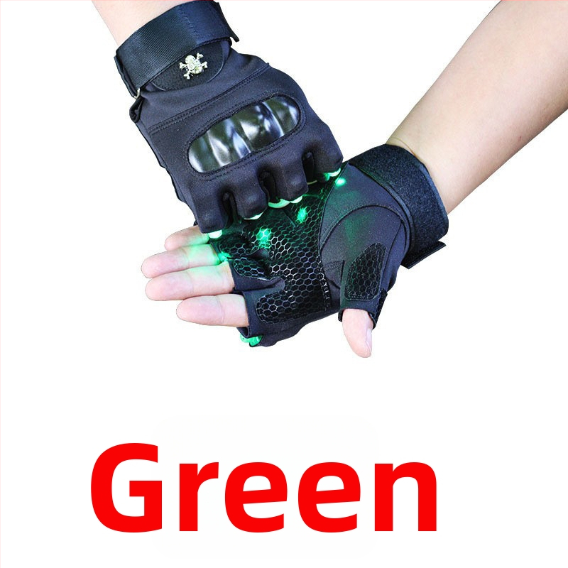 LED bezpirkstu rokassargi ārējiem sporta veidiem – elpojošs adījums, universālais pieaugušajiem, puspirksta dizains