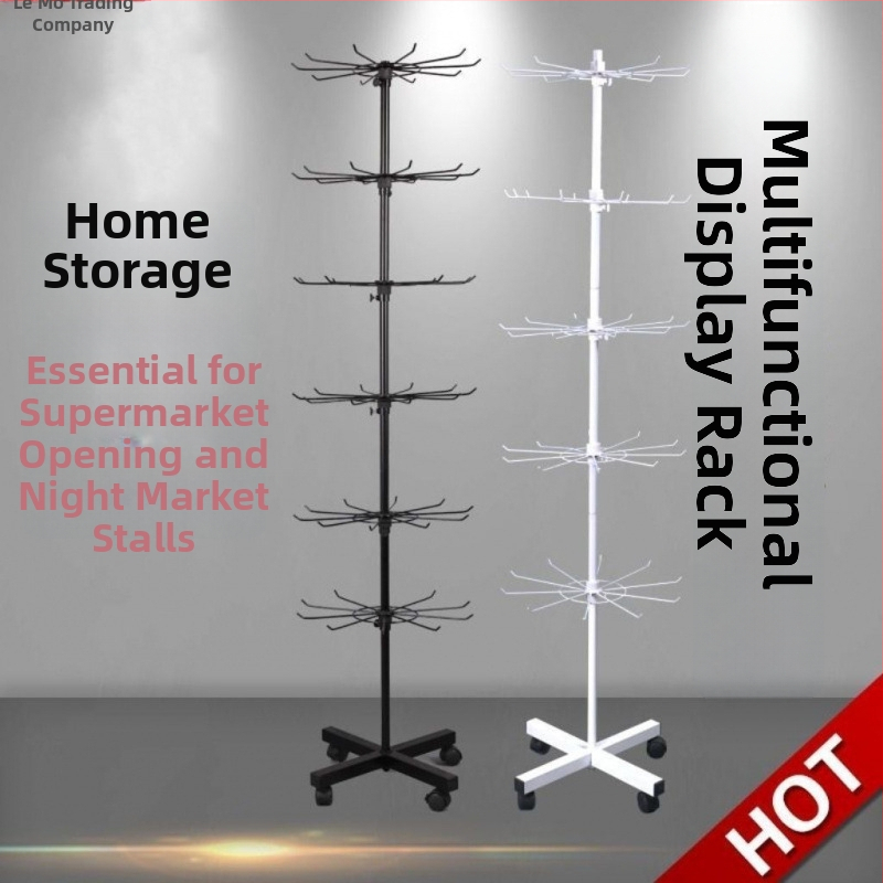 Kovový stojan s otáčacím mechanizmom na ponožky, kľúčenky, šperky a náhrdelníky, 3-5 vrstiev