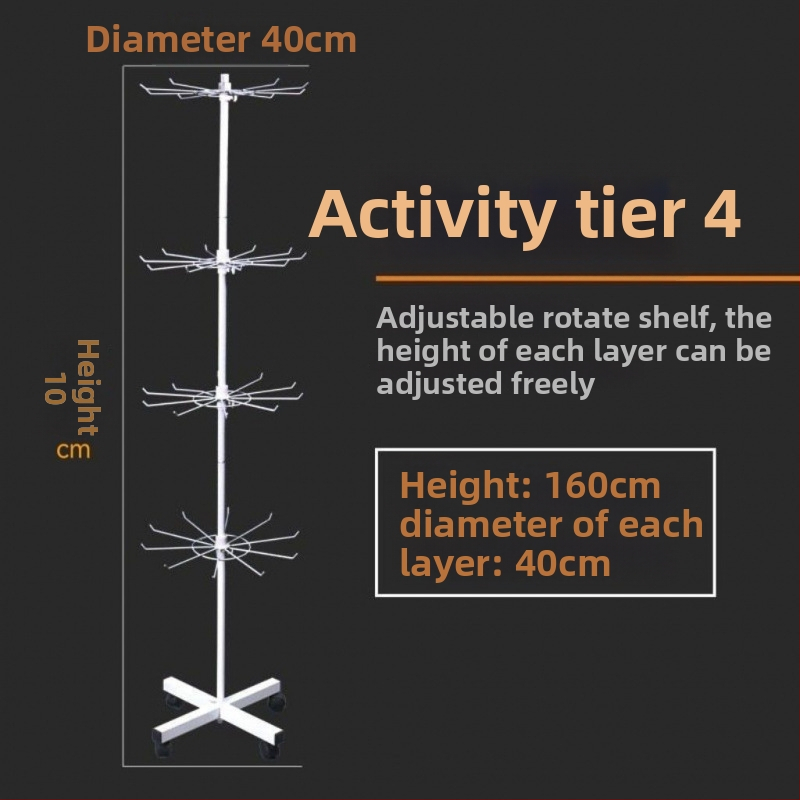 Kovový stojan s otáčacím mechanizmom na ponožky, kľúčenky, šperky a náhrdelníky, 3-5 vrstiev