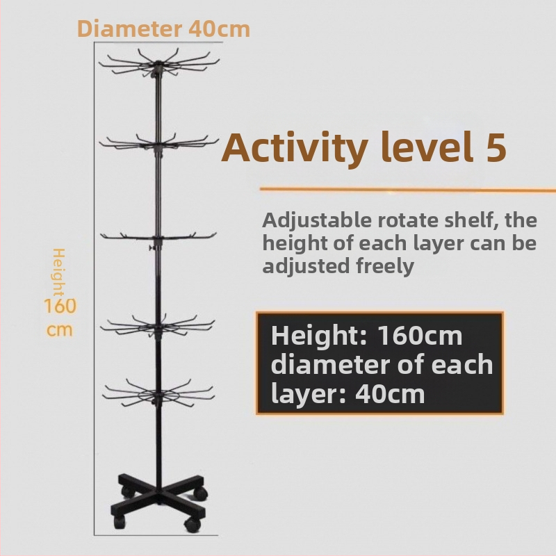 Kovový stojan s otáčacím mechanizmom na ponožky, kľúčenky, šperky a náhrdelníky, 3-5 vrstiev