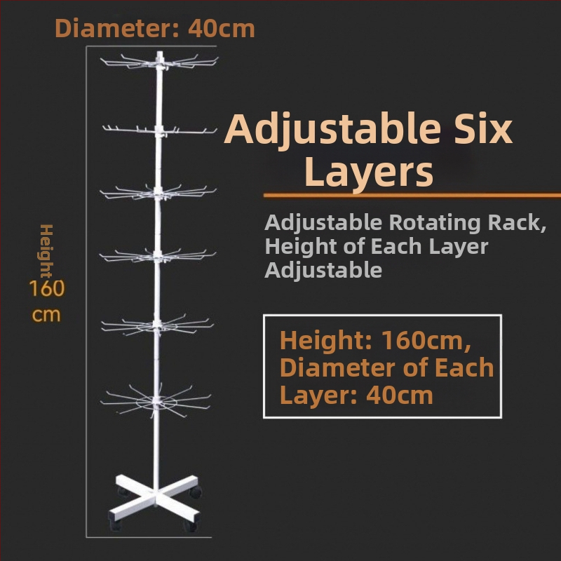 Kovový stojan s otáčacím mechanizmom na ponožky, kľúčenky, šperky a náhrdelníky, 3-5 vrstiev