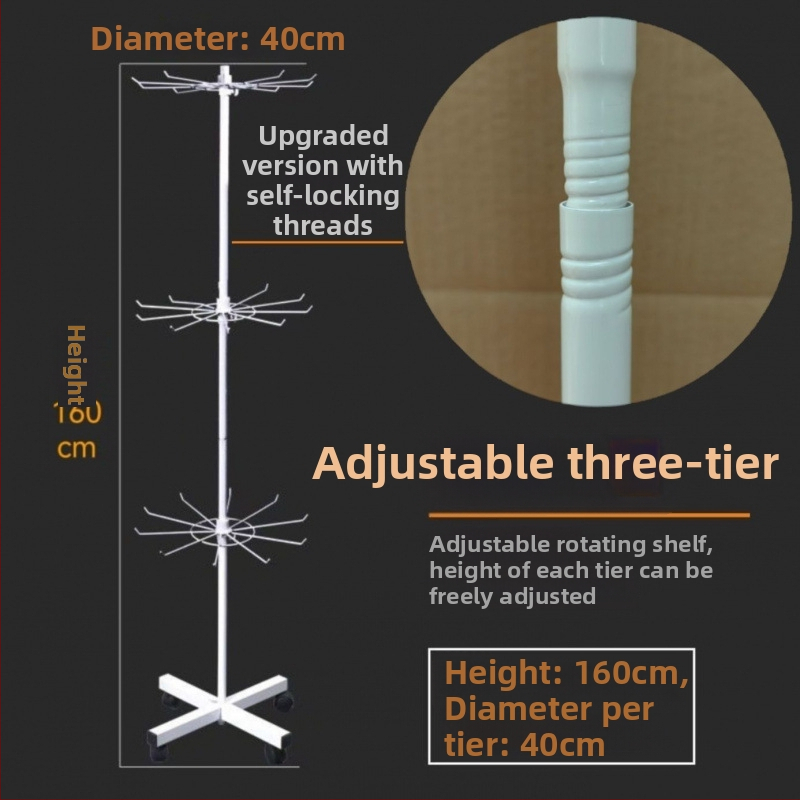 Kovový stojan s otáčacím mechanizmom na ponožky, kľúčenky, šperky a náhrdelníky, 3-5 vrstiev