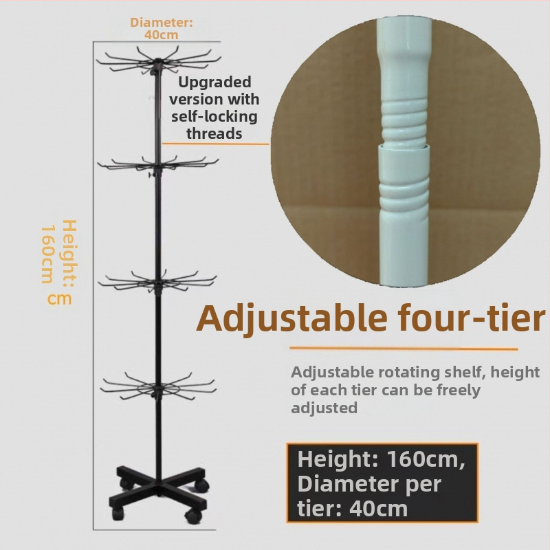 Kovový stojan s otáčacím mechanizmom na ponožky, kľúčenky, šperky a náhrdelníky, 3-5 vrstiev