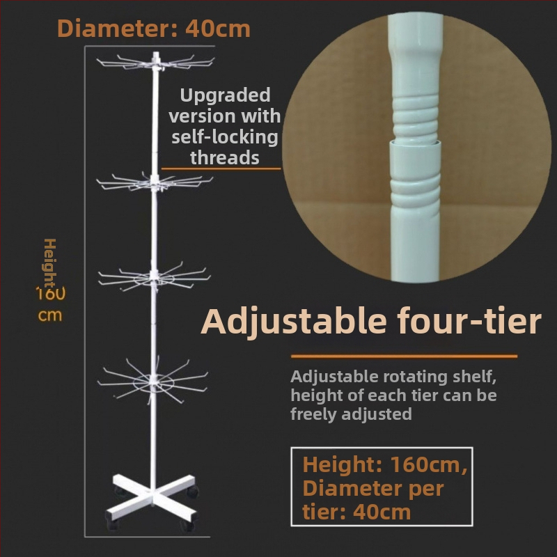 Kovový stojan s otáčacím mechanizmom na ponožky, kľúčenky, šperky a náhrdelníky, 3-5 vrstiev