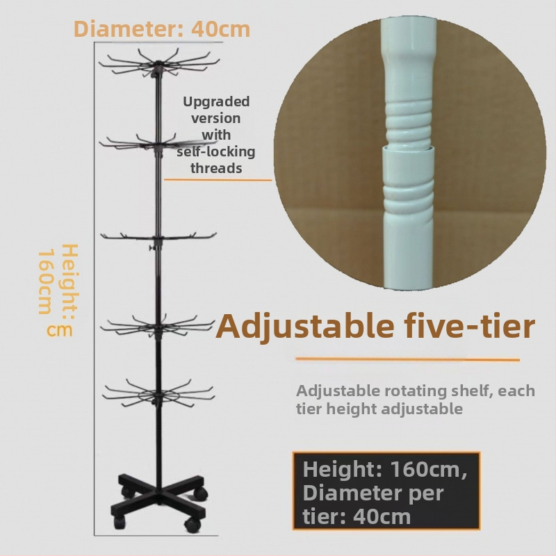 Kovový stojan s otáčacím mechanizmom na ponožky, kľúčenky, šperky a náhrdelníky, 3-5 vrstiev