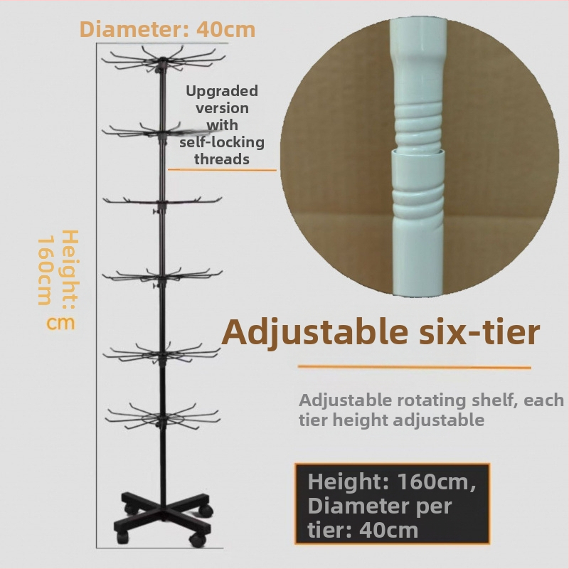 Kovový stojan s otáčacím mechanizmom na ponožky, kľúčenky, šperky a náhrdelníky, 3-5 vrstiev