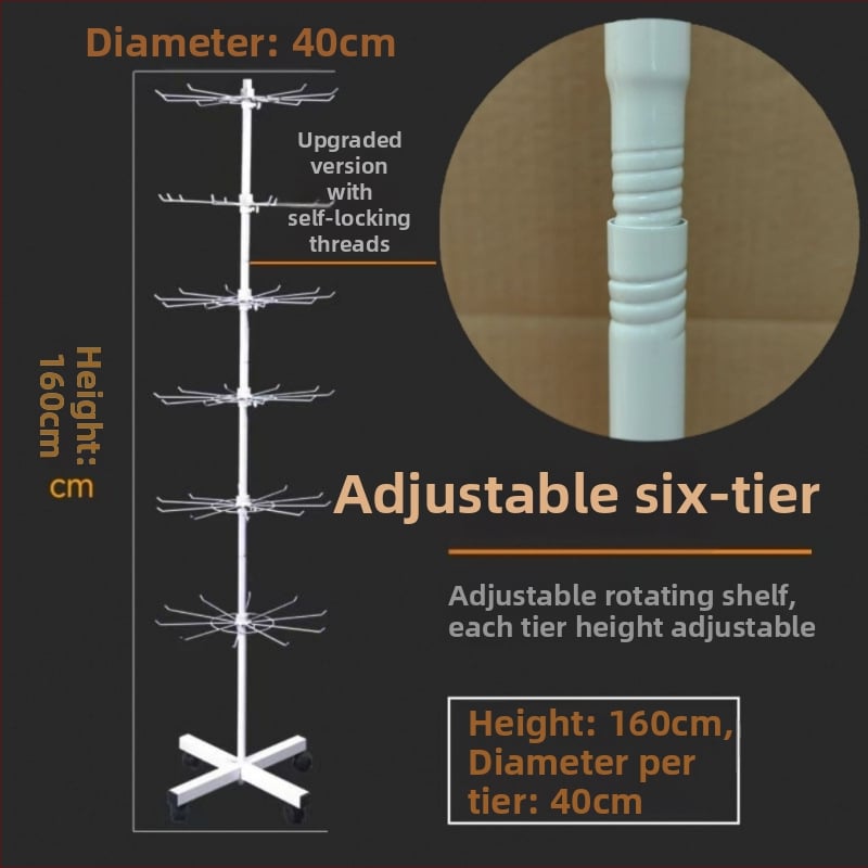 Kovový stojan s otáčacím mechanizmom na ponožky, kľúčenky, šperky a náhrdelníky, 3-5 vrstiev