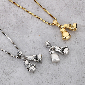 Privjesak rukavice za boksa iz nehrđajućeg čelika, minimalistički stil, elektroplatni završetak, boksački motiv (nehrđajući čelik; elektroplatina; minimalistički stil; boksački motiv)