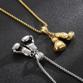 Privjesak rukavice za boksa iz nehrđajućeg čelika, minimalistički stil, elektroplatni završetak, boksački motiv (nehrđajući čelik; elektroplatina; minimalistički stil; boksački motiv)