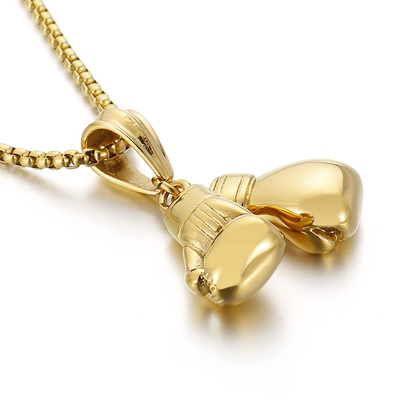 Privjesak rukavice za boksa iz nehrđajućeg čelika, minimalistički stil, elektroplatni završetak, boksački motiv (nehrđajući čelik; elektroplatina; minimalistički stil; boksački motiv)