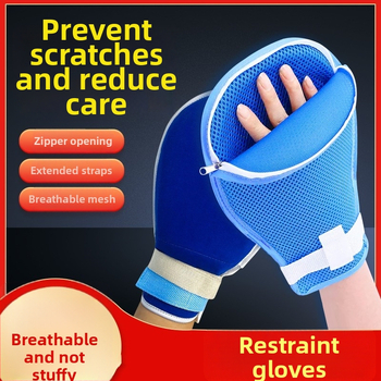 Ribojančios pirštinės su kvėpuojančiu tinkleliu, rankos apsauga su fiksavimo diržu vyresniems ir gulintiems pacientams (1 metų garantija)